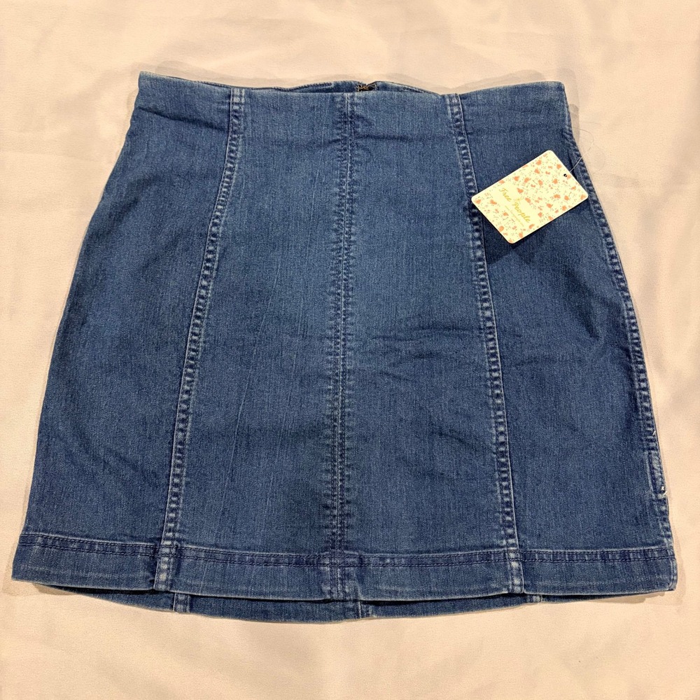 Free People Modern Femme Denim Mini Skirt Nautilus Blue Size 8 OB504493